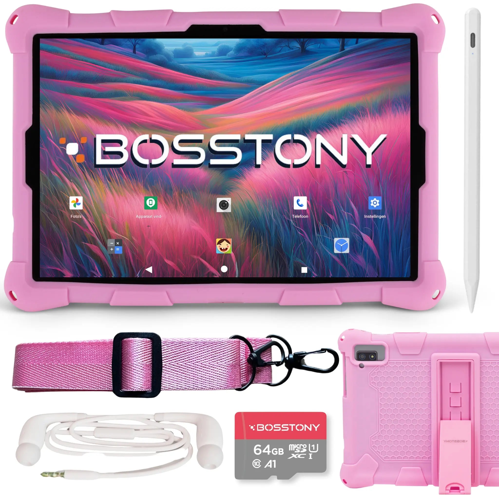 Bosstony kindertablet 10,1 inch 128 GB met razendsnelle prestaties