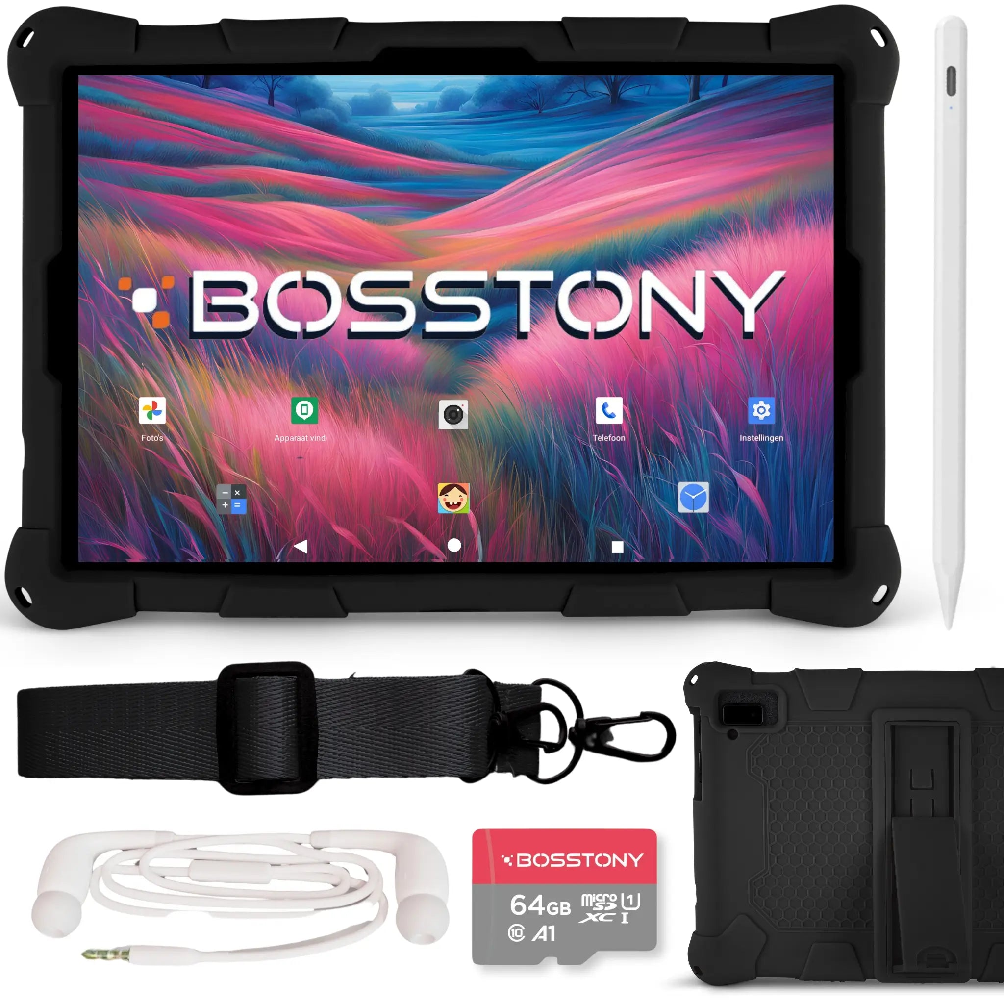 Bosstony kindertablet 10,1 inch 128 GB met razendsnelle prestaties