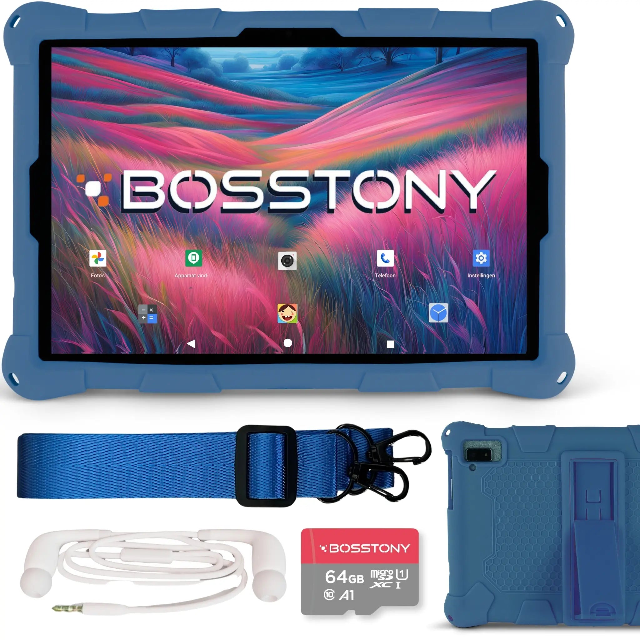 Bosstony kindertablet 10,1 inch 128 GB met razendsnelle prestaties